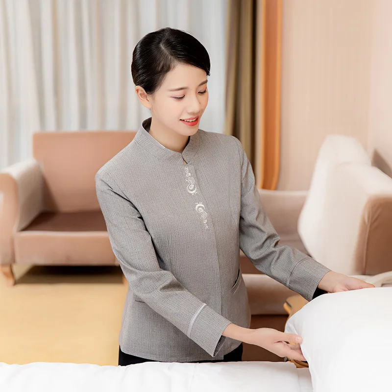 Schoonmaken Werkuniform voor Vrouwen Eigendom Hotelkamer Schoner Tante GuesthousePABreathable Ober Lange Mouw Herfst Winter Outfi