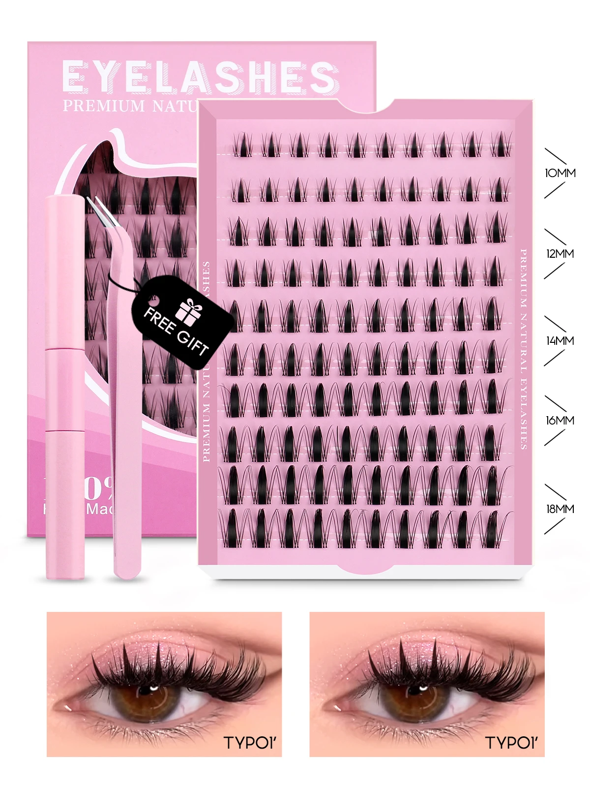 Manga Lashes Kit Natural Volume Cluster Eyelashes