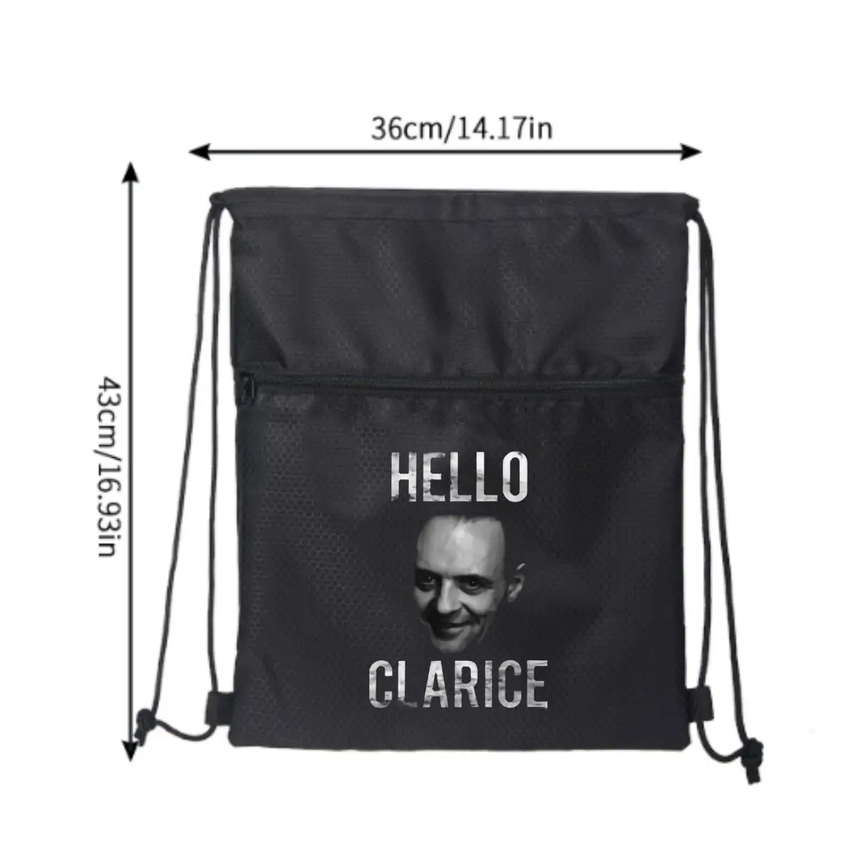 Hello Clarice Quote Text Art Large-Capacity Drawstring Zipper Bag Hold Everything You Need