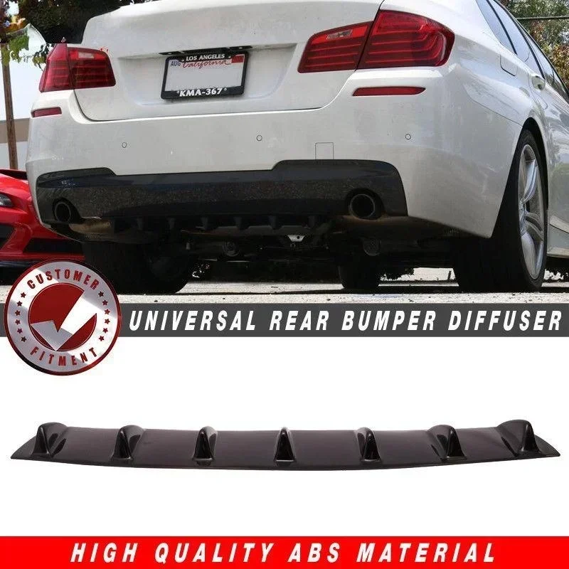 35/55/80cm Universal 7 Fin Car Rear Bumper Lip Diffuser Carbon Fiber ABS Chassis Shark Fin Diffuser Spoiler Wings Exterior Part