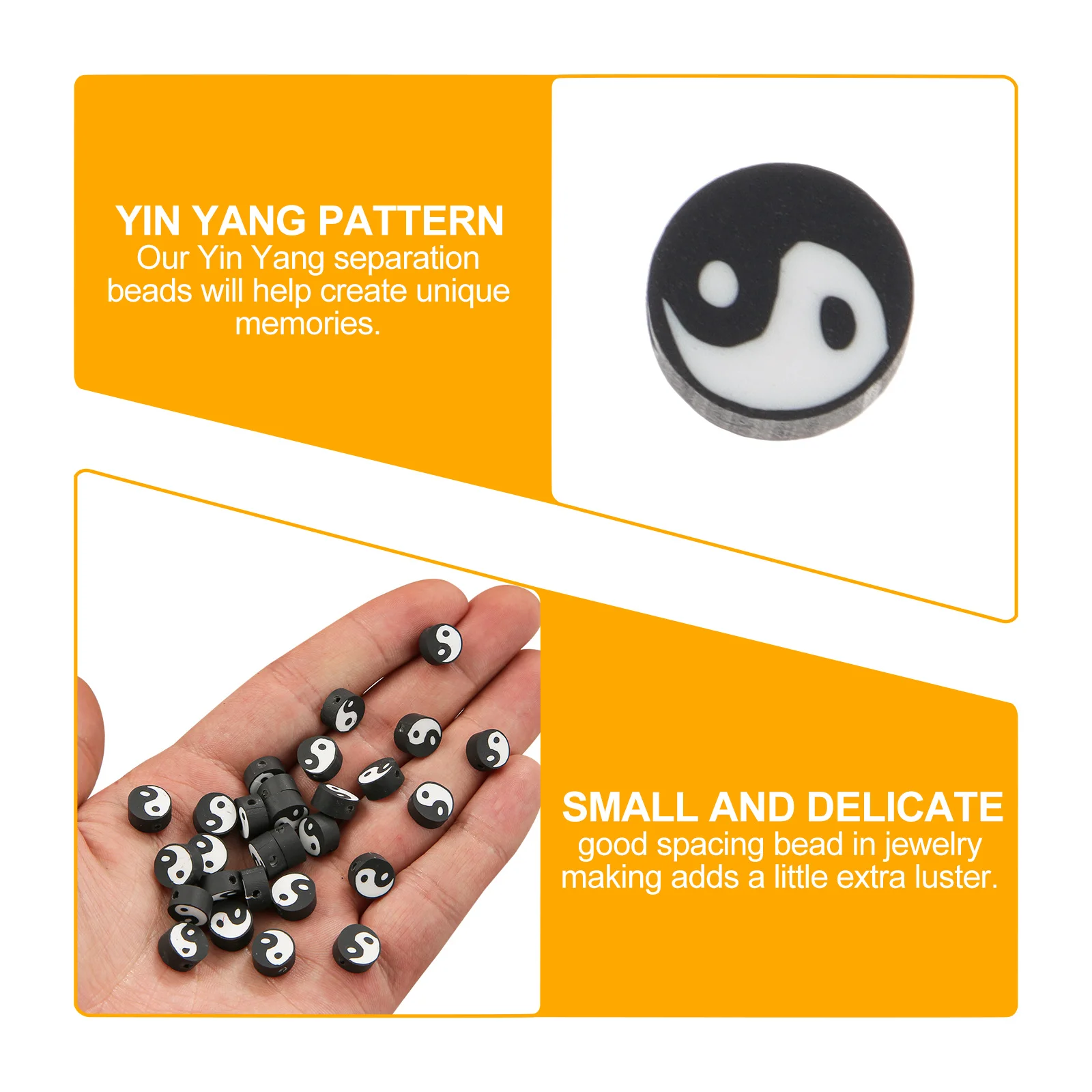 

100pcs Yin Yang Spacer Beads Tai Chi Craft Diy Jewelry Making Necklace Bracelet Decoration Loose Beads For Gifts Accessories