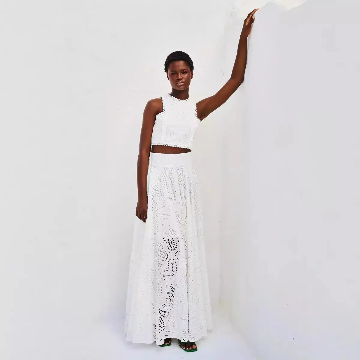 New Arrivals Sleeveless Long Skirt with Pocket Set - INS Casual Resort Loose Two-Piece Holiday Dress41