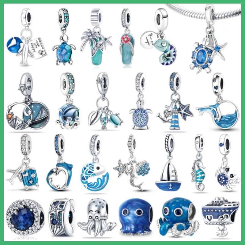Original 925 sterling silver starfish crab slippers ocean series women's fashion charm beads suitable for DIY bracelets necklace