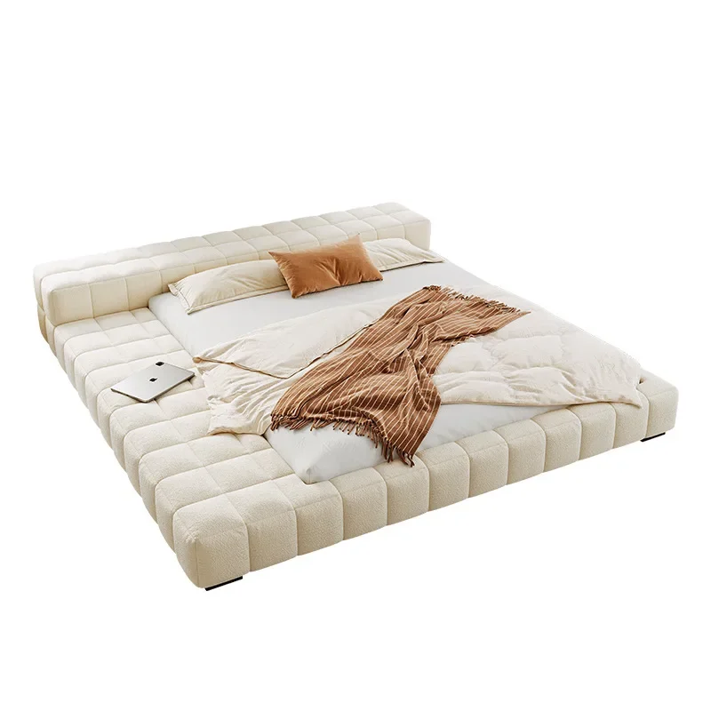 

Cream style tatami, double bed master bedroom simple modern fabric bed