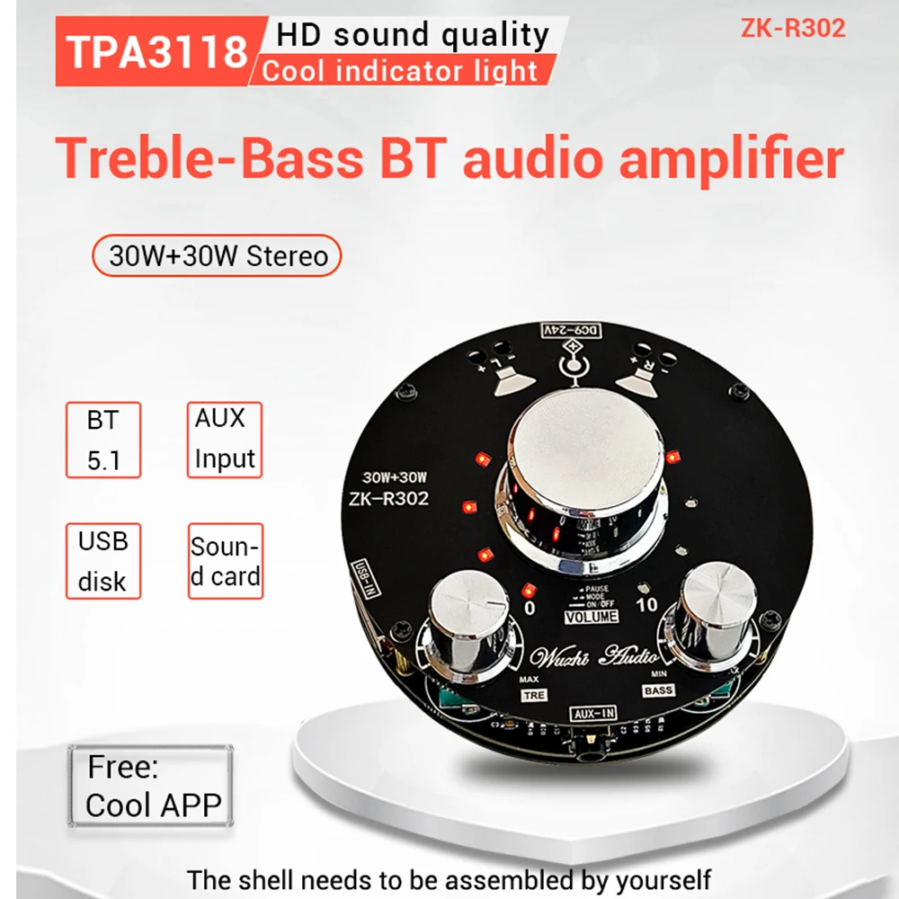Scheda Amplificatore Bluetooth 5.0 Hi-Fi Stereo 2x50W – DC 8-24V, Volume Regolabile, Protezione Da Corto E Surriscaldamento