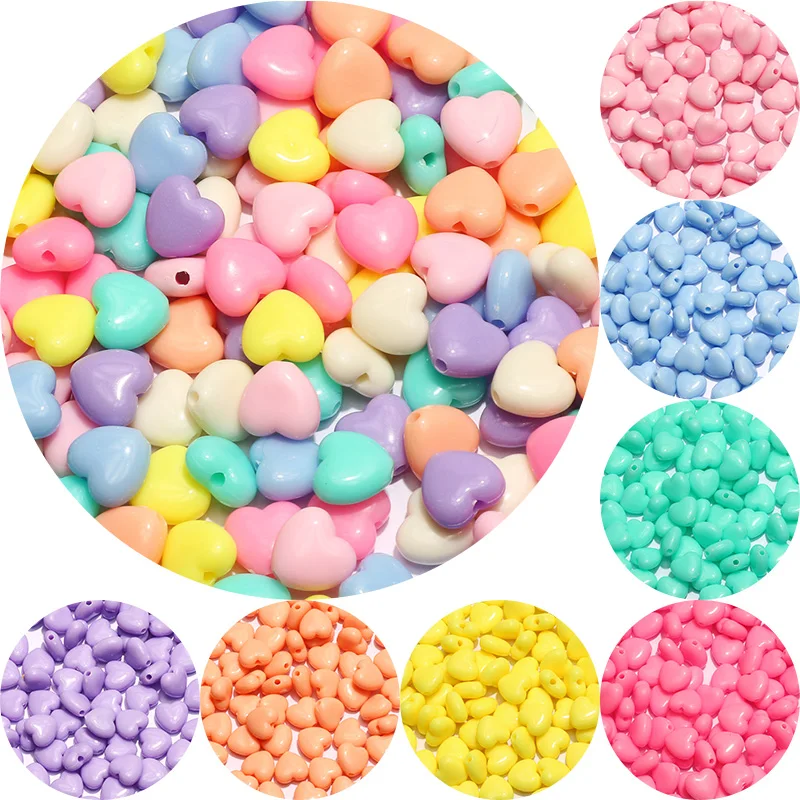 50pcs 11mm Candy Color Heart/Star Shape Acrylic Spacer Beads For Diy Bracelet Necklace Jewelry Making Charms Accessories