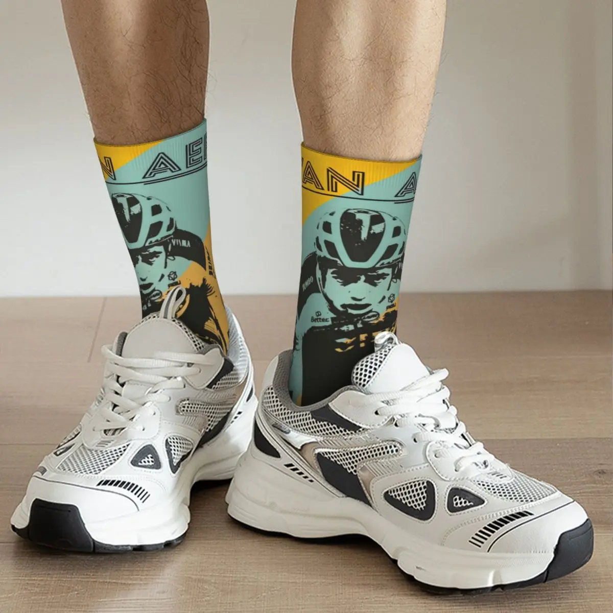 Casual Wout Van Aert Cycling Print Crew Socks Merchandise Spring Super Soft Crew Socks assorbimento del sudore