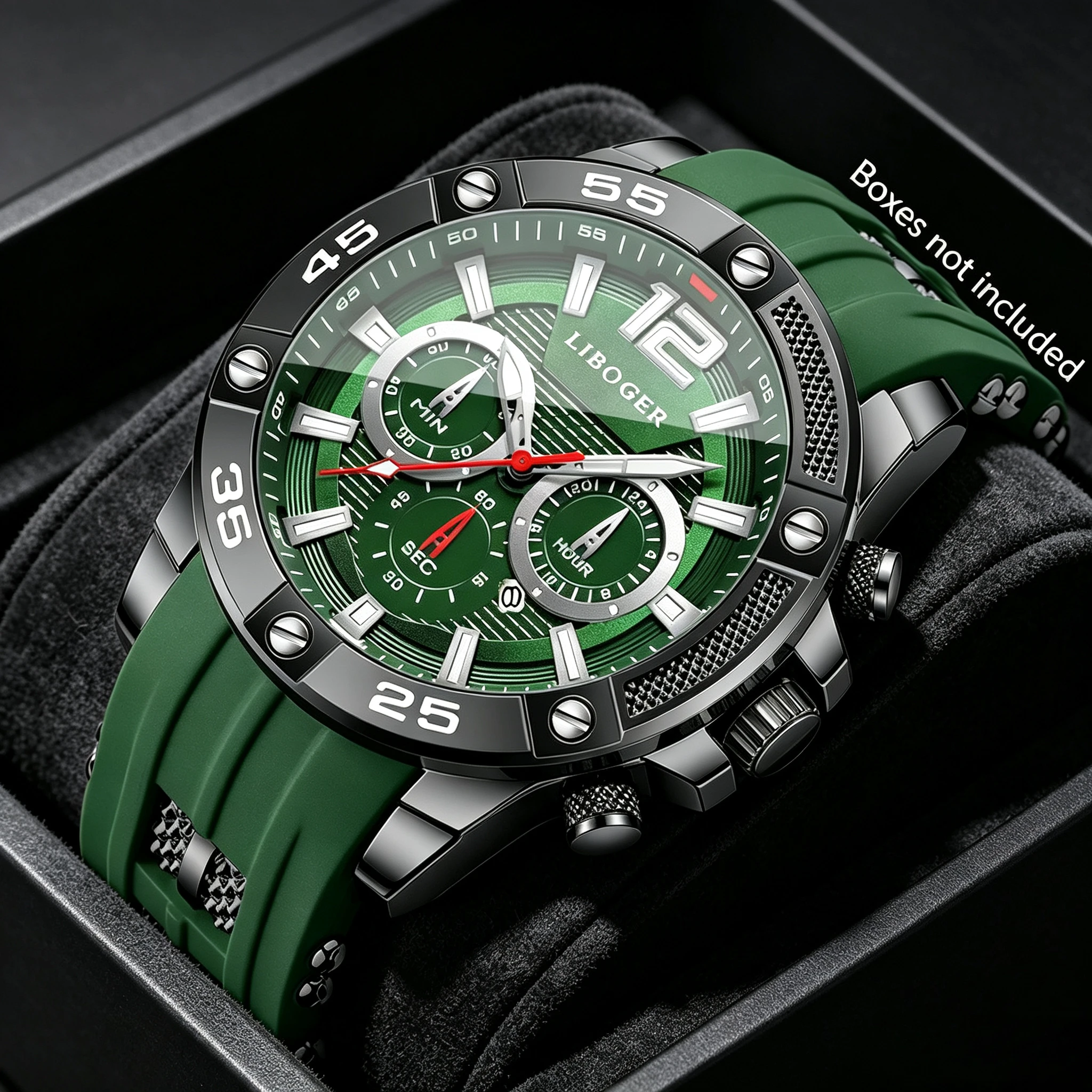 Casual Silicone Band Military Men Sports Watches Luxury Large Dial Quartz Wristwatch Clock Gift Relogio Masculino（Without Box）