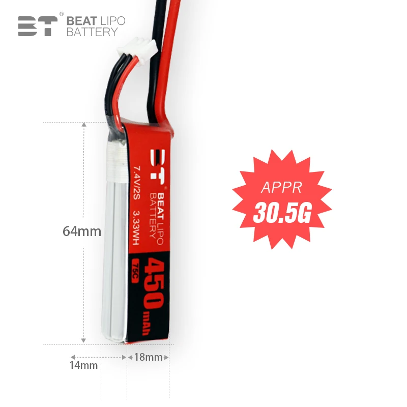 2S 7.4V 450mAh 75C LiPo Battery For RC Helicopter Quadcopter FPV Racing Drone Parts With XT30 Plug 7.4v Drones Battery