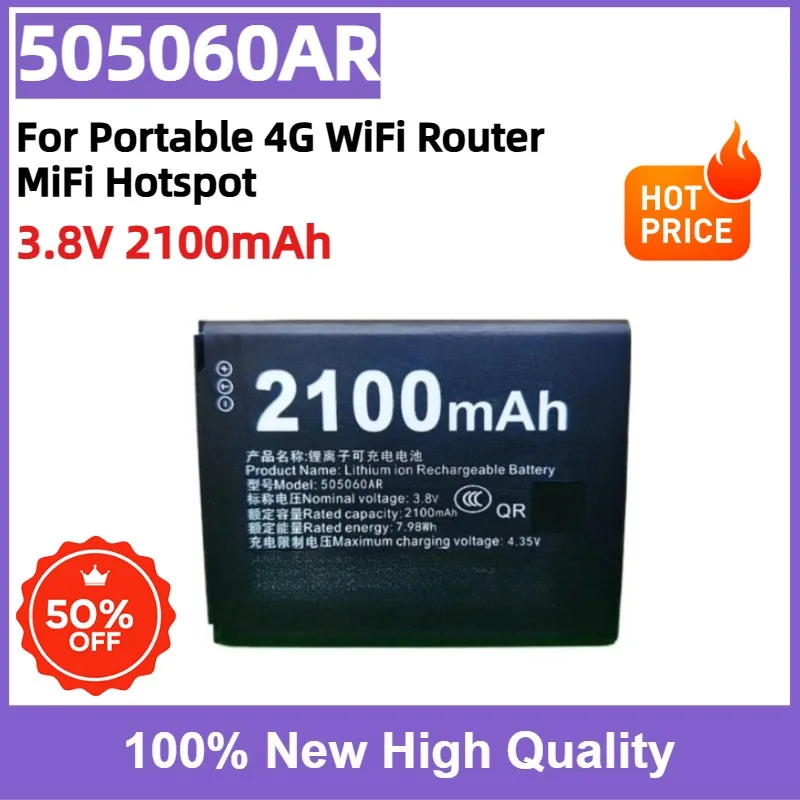 505060AR 3.8V 2100mAh Rechargeable Lithium Replacement Battery for Portable 4G WiFi Router MiFi Hotspot