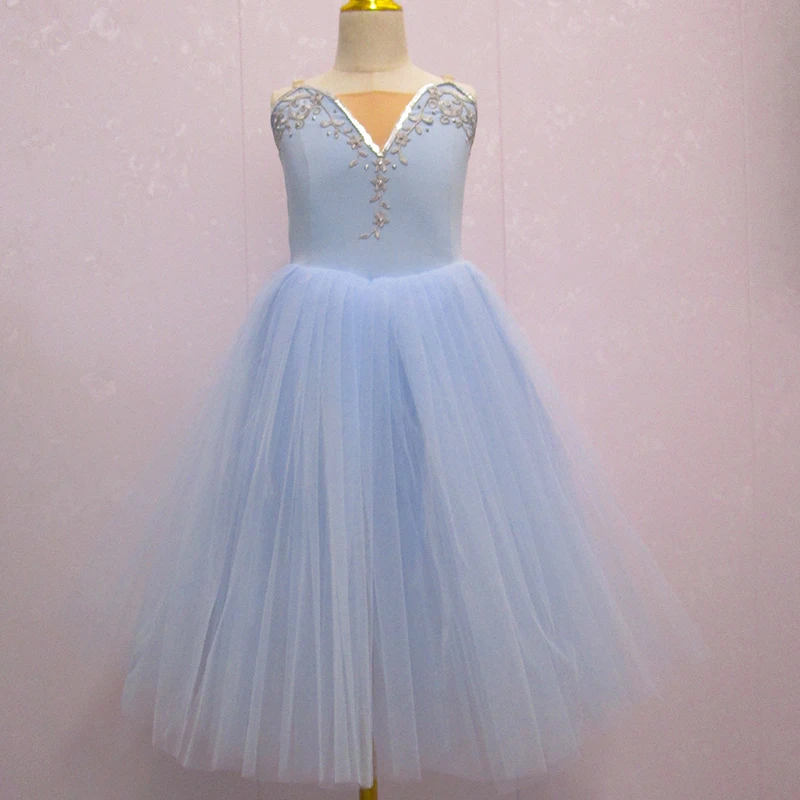 Vestido de balé para meninas criança vestido de bailarina tutu vestido de tule feminino adulto bailarina desempenho saia de balé longa dança