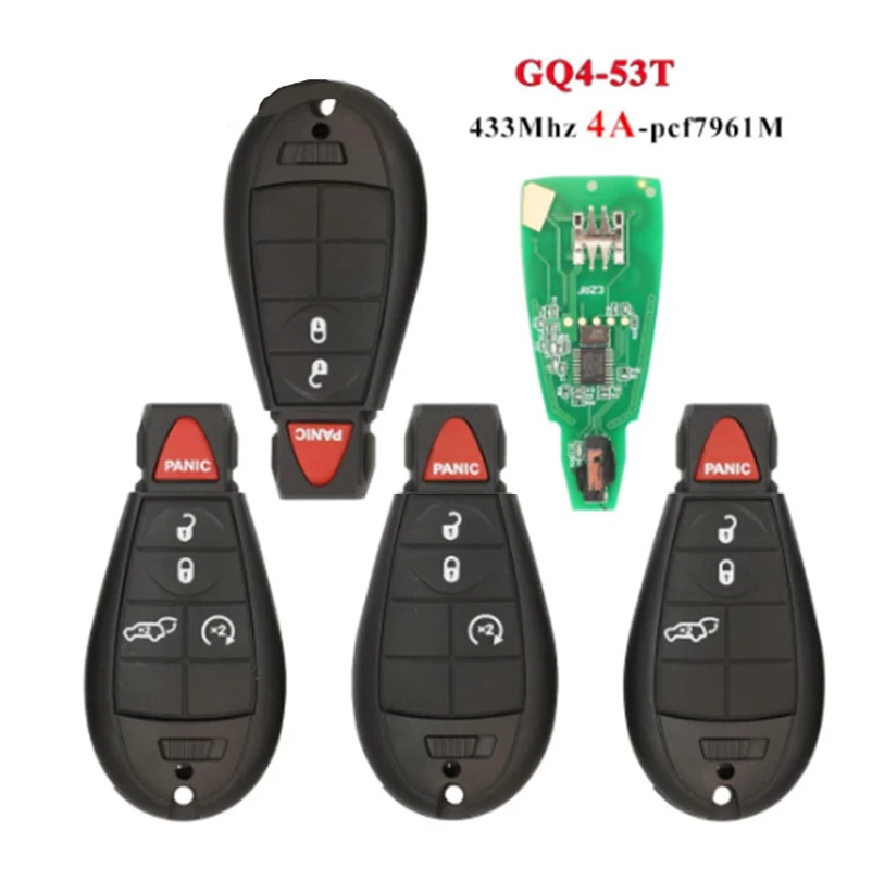 QCONTROL GQ4-53T 433MHz 4A Chip Fobik Remote Car Key fob for For Dodge RAM Jeep Cherokee Sport KL Chrysler Town & Country 2014+