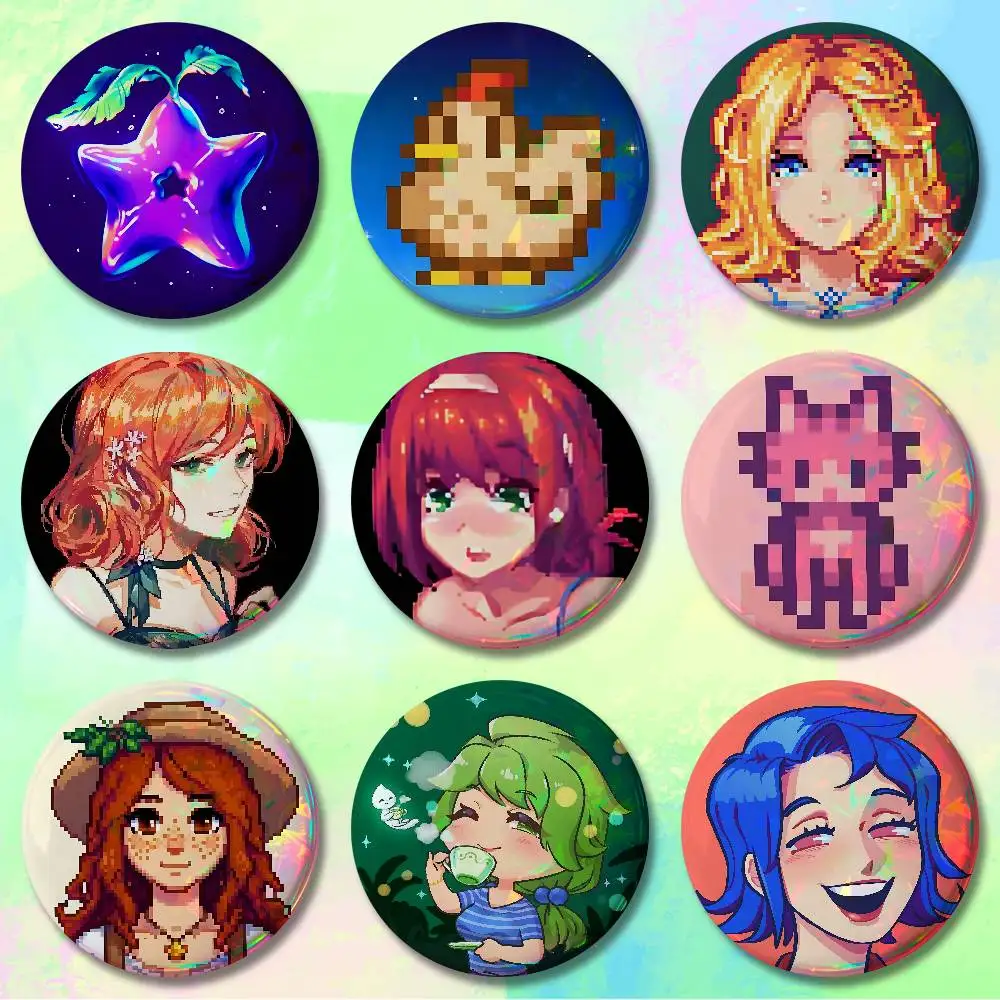 

S-Stardew Game V-Valley Pins 58mm Cute Cartoon Badge Handmade Brooches for Backpack Accessories