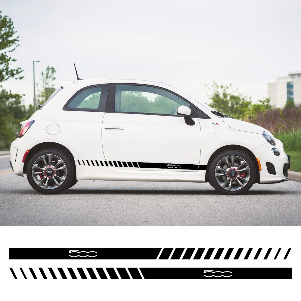 

2PCS Car Door Side Stripes Vinyl Film Stickers For Fiat 500 Auto Sport Styling PVC Decals Body Decoration SUV Tuning Accessories