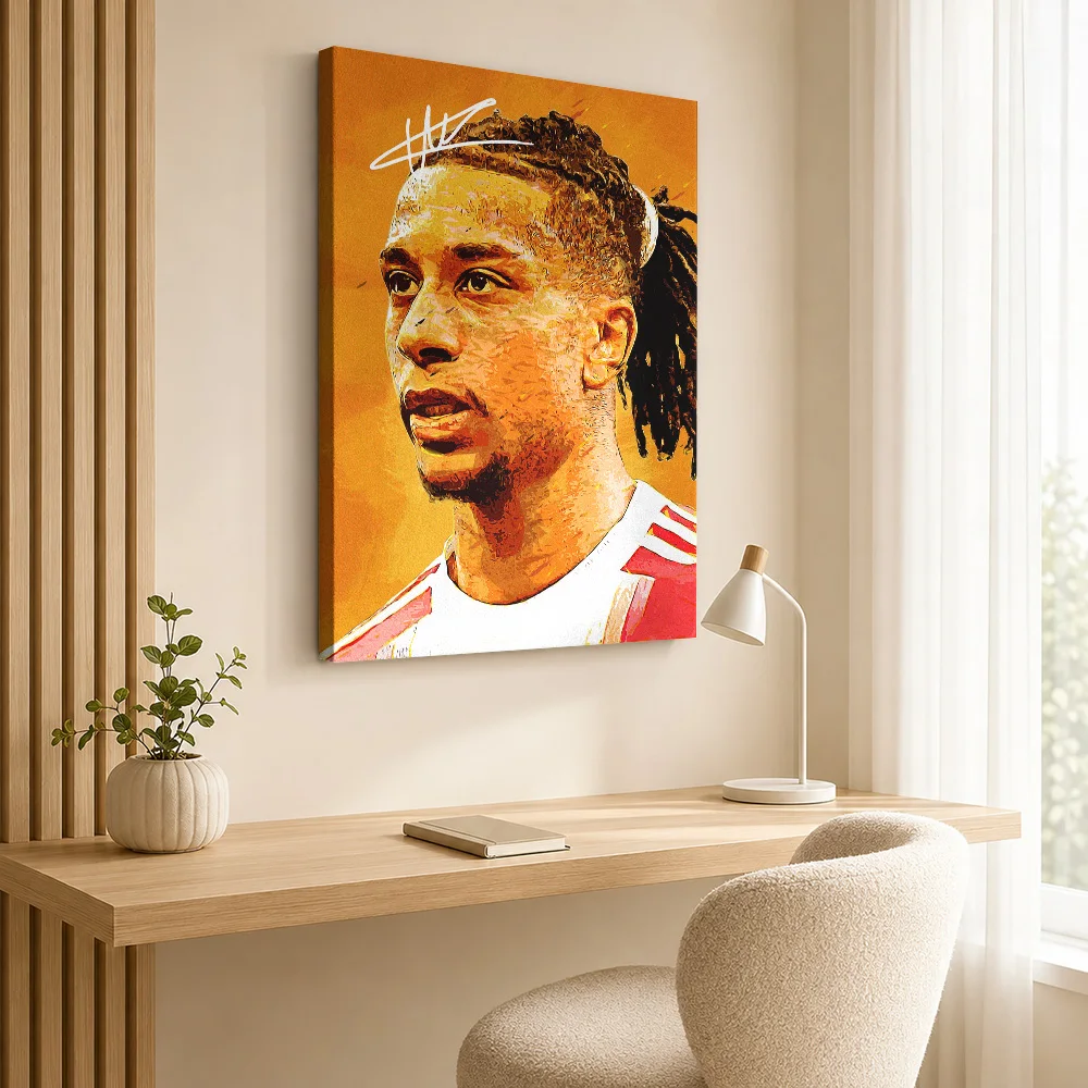 Michael Olise Portrait Framed Canvas Print Poster Personalized Photo Sports Portrait Wall Art for Man Cave Decor Ready to Hang