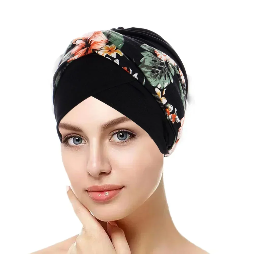 

New Twist Knot Print Muslim Women Hijab Chemo Cap Indian Turban Bonnet Strech Indian Femme Headwrap Scarf Hair Loss Hat Headwear