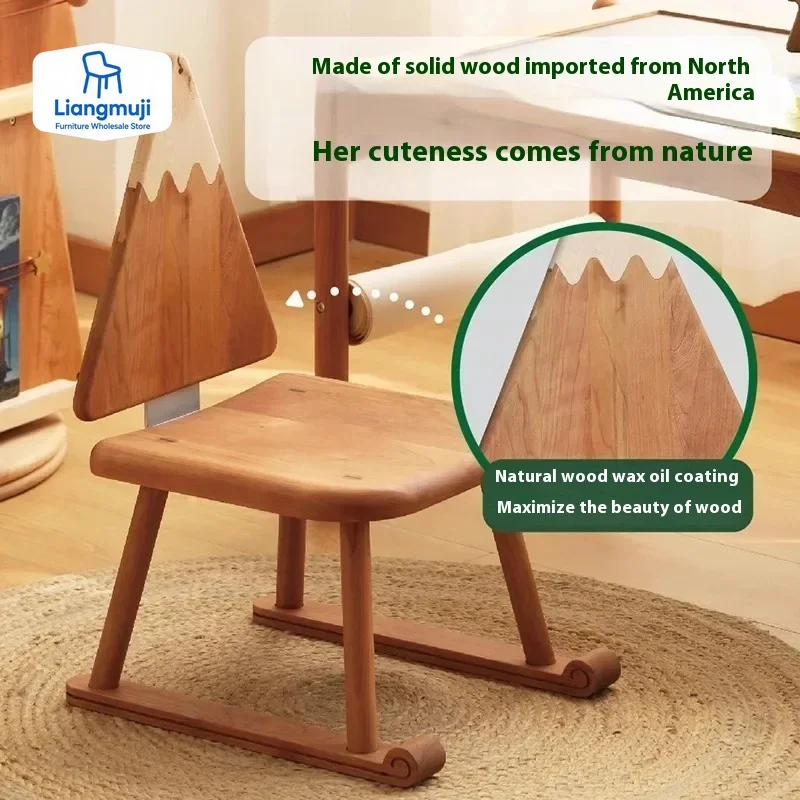 

High-end Light Luxury Christmas Chair Children's Fun Game Learning Chair Montessori Solid Wood Backrest Chair Chairs for Bedroom