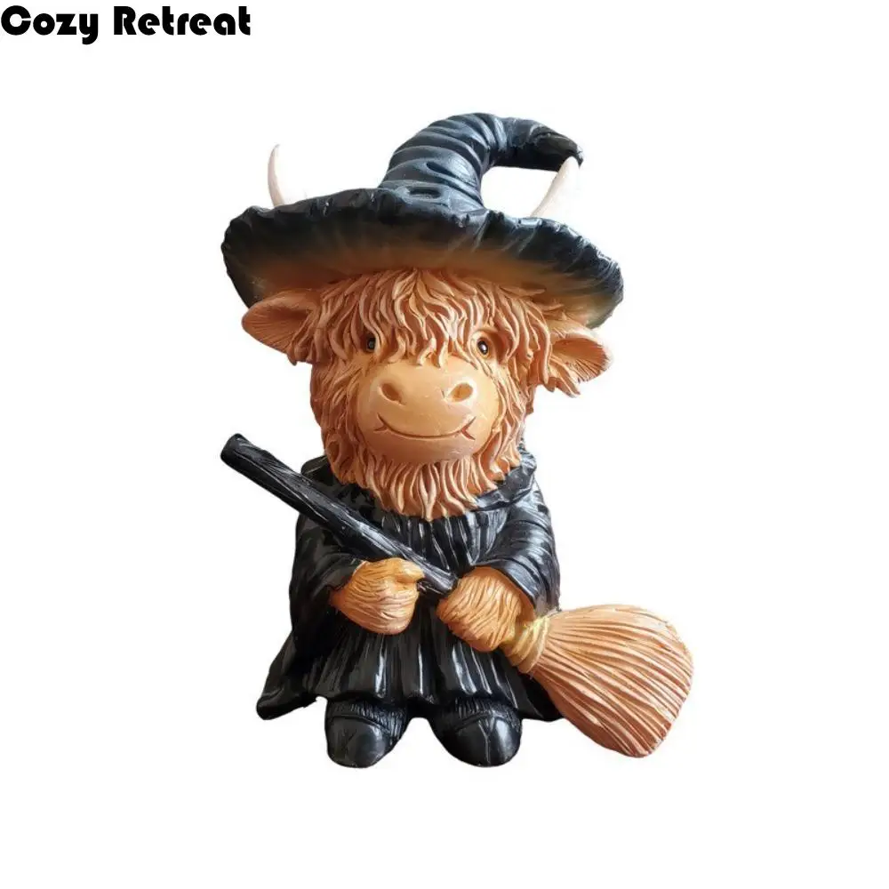 

Festive Atmosphere Decoration Resin Christmas Highland Cow Statue Cute Funny Cow Figurine Decorative Animal Sculpture Farmhouse