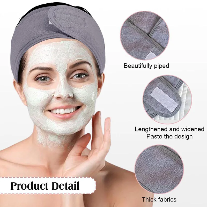 3PCS Spa Wide Hairband Adjustable Head Band Yoga Bath Shower Makeup Wash Face Cosmetic Headband Soft Toweling Hair Accessories