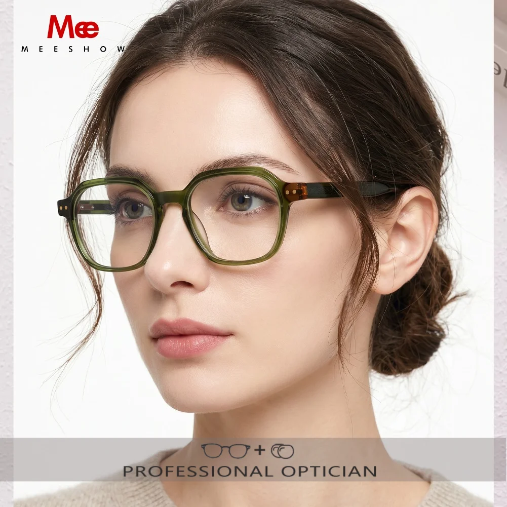 Meeshow Retro Round Blue Light Blocking Reading Glasses Men Women Optical Prescription Myopia Hyperopia Progressive Lens Office