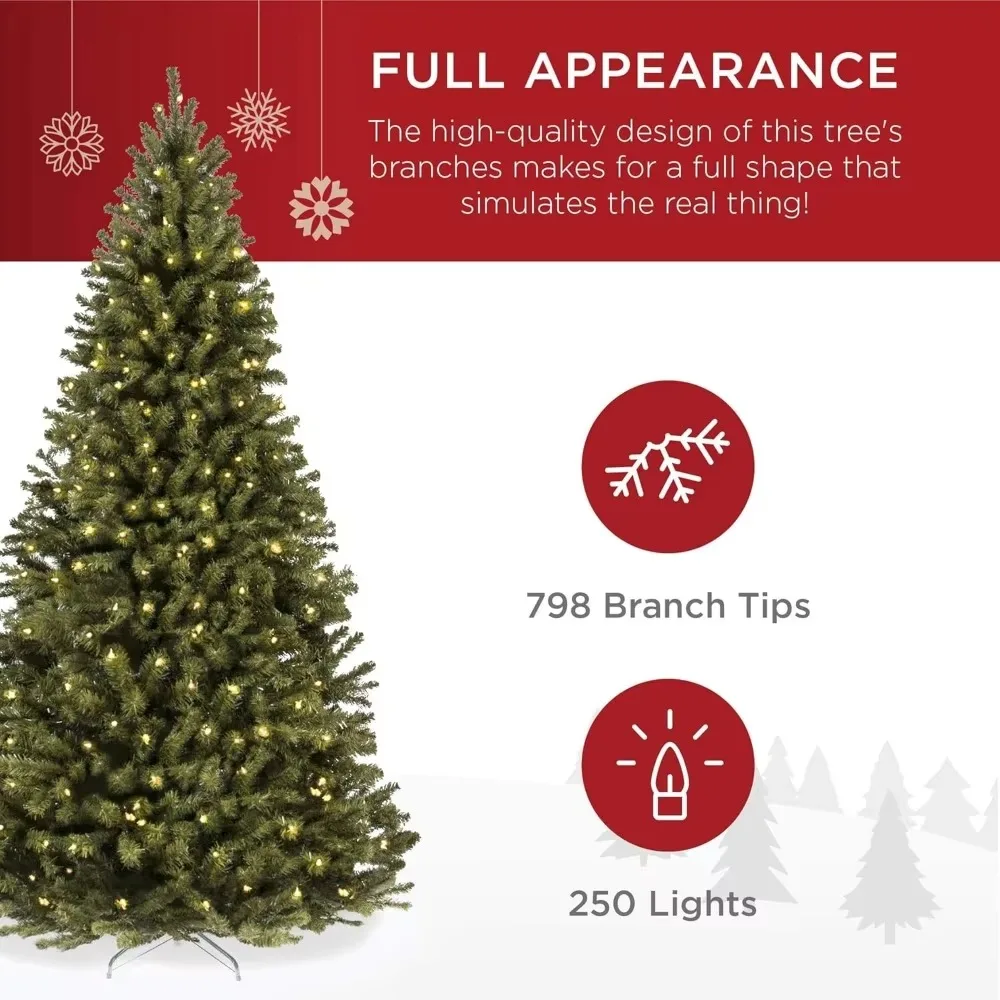 6 feet pre-installed spruce faux holiday Christmas tree for party decoration with 250 incandescent lights and 798 branch tips