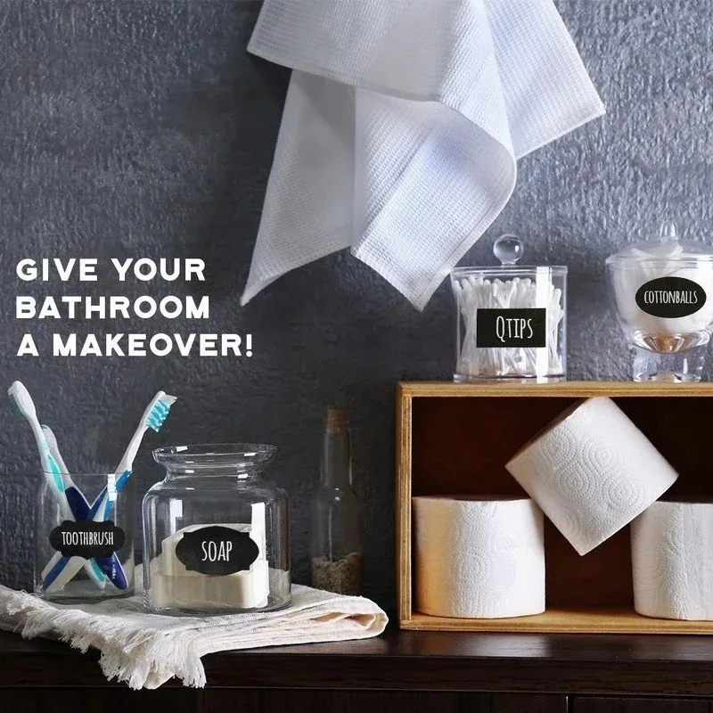 40-120pcs Waterproof Chalkboard Labels Spice Organizer Label for Household Kitchen Jars Blackboard Stickers With White Pen.