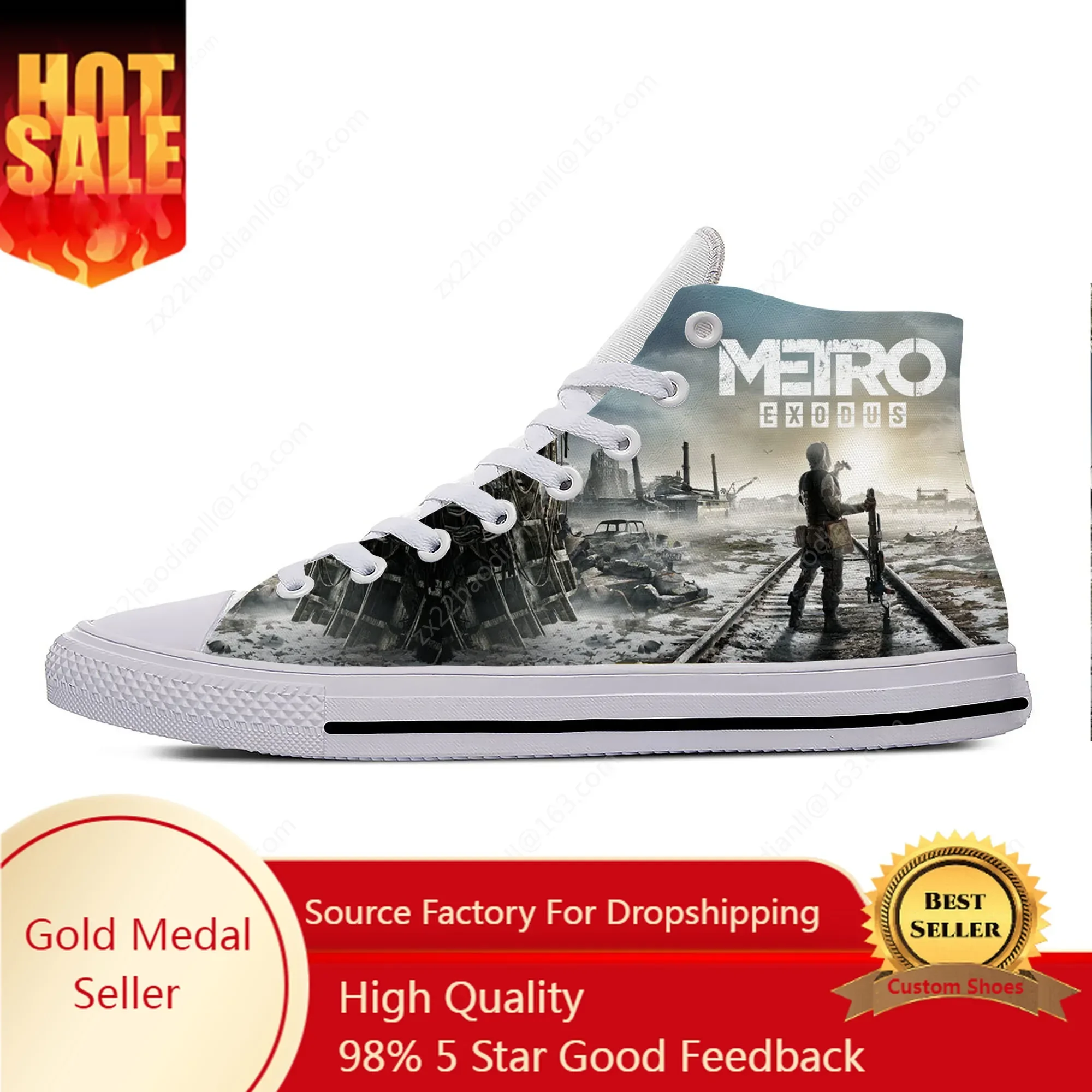 Game Metro Exodus 3D Print High Top Sneakers Mens Womens Teenager Casual Shoes Canvas Running Shoes Breathable Lightweight shoe