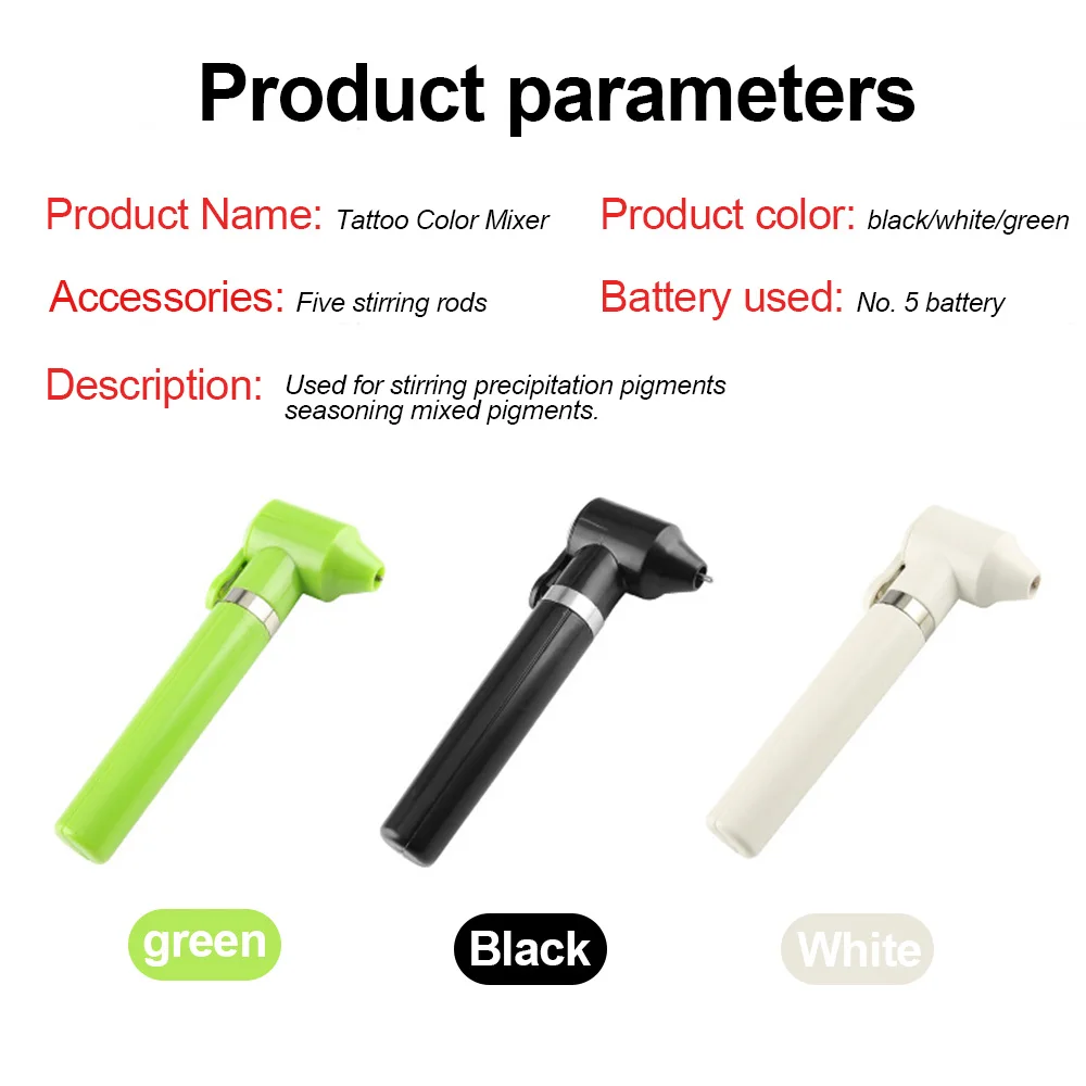 

Portable Tattoo Color Mixer with 5 Mixing Sticks Multicolor Operated Anti-Sedimentation for Tattoo Artists Studio & PMU Supplies