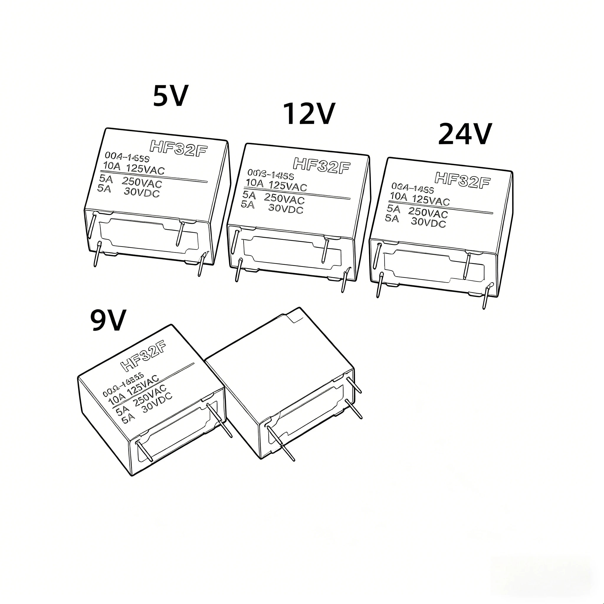 10PCS/ Original JZC-32F-012-HS3 HF32F-005/009/012/024/ Relay 4 pin 5A group normally open