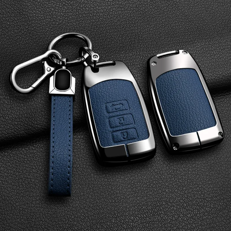 2 3 Buttons Zinc Alloy Leather Car Key Cover Case For Toyota Yaris HAIs 2020 Hiace 200 Sienta Remote Shell FOB Protect Keychain