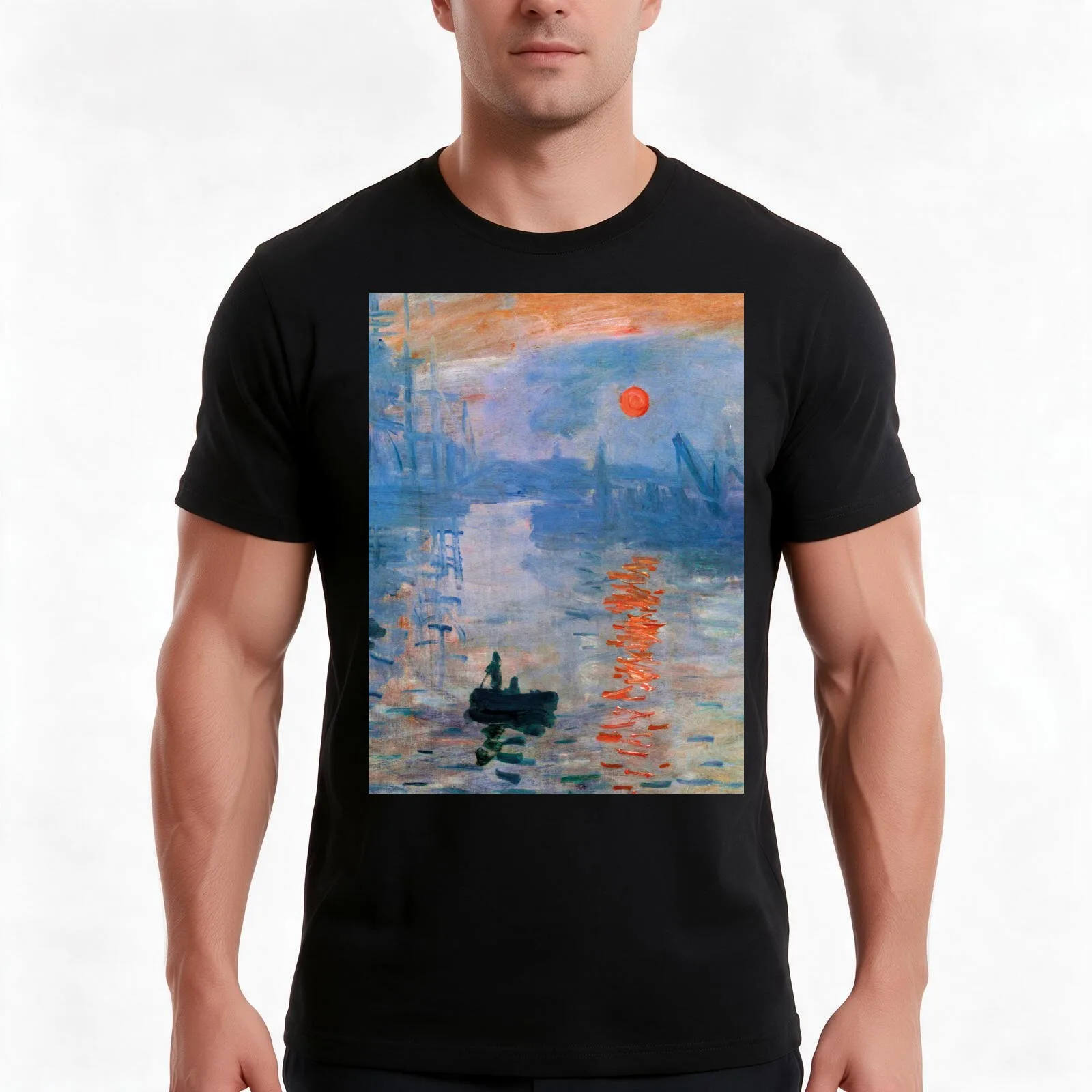 Impression, Sunrise 1872 | Monet T-Shirt, Summer Casual Cotton Tee, Oversized Streetwear Tops, Vintage Graphic Print