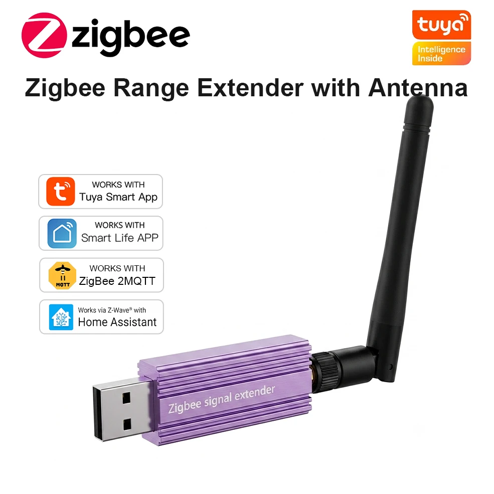 Tuya Zigbee USB Signal Extender With Detachable Antenna High-Gain Repeater Extend Zigbee Coverage Range for Home Assistant Z2M