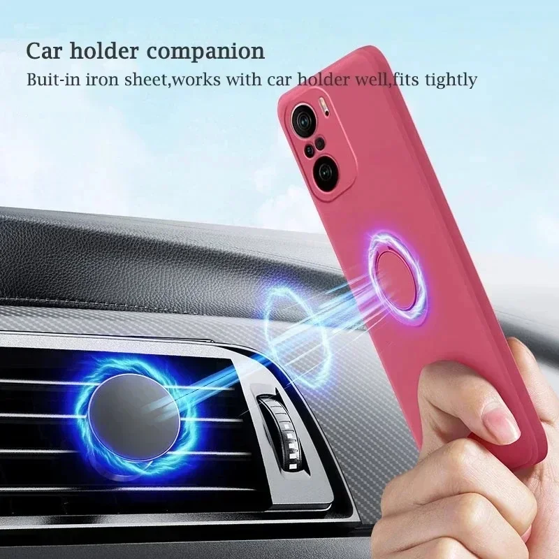 Original Liquid Silicone Skin Feel Ring Stand Phone Case for Honor 300 Ultra 200 Smar Magic 7 6 Pro Lite Protect Soft Back Cover