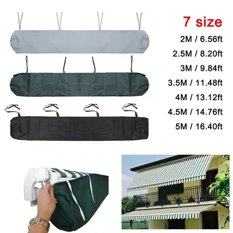 1Pcs Rain Cover Patio Awning Storage Bag Shutter Awning Retractable Roller Patio Awning Protector Cover 7 Sizes Oxford Cloth
