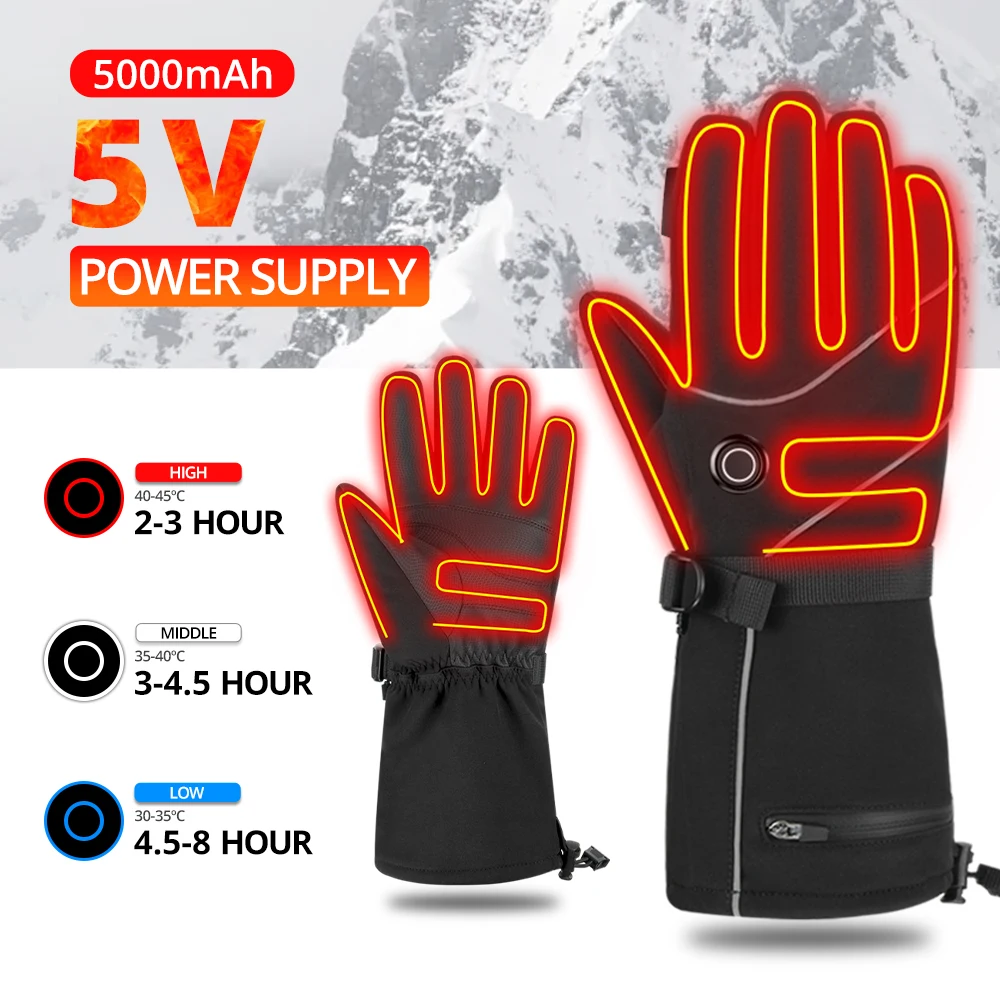 

Electric Heating Gloves Winter Gloves Thermal Heated Gloves Rechargeable Heated Ski Gloves for Snowboarding Hunting Fishing