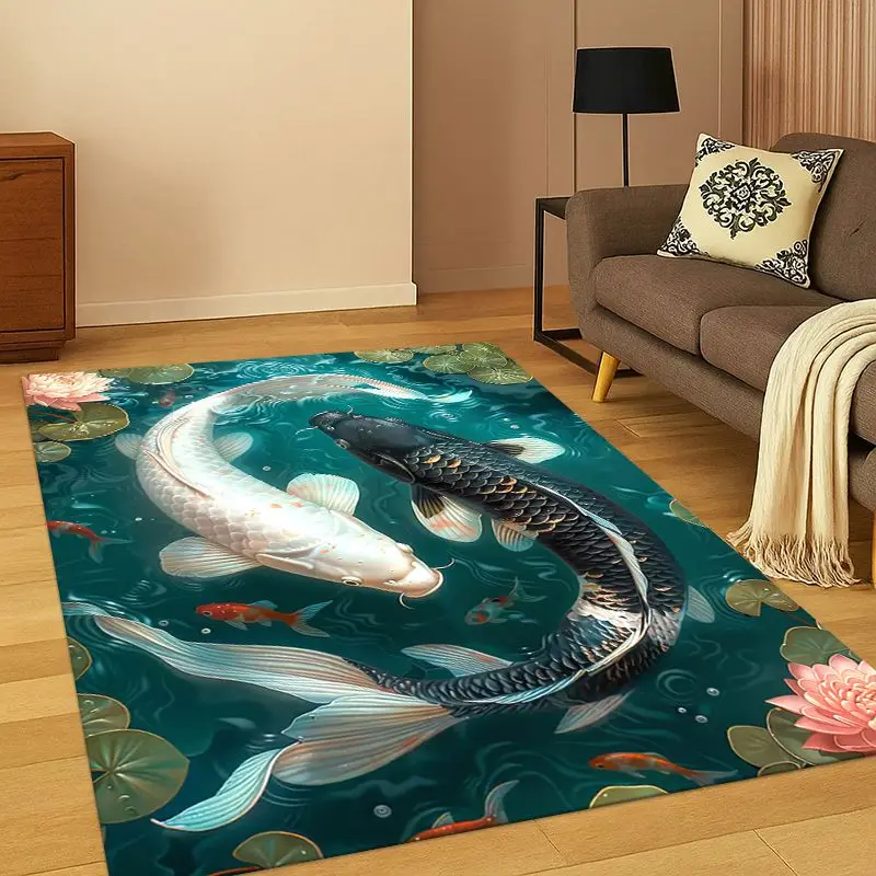 Yin Yang Symbol Chinese Tai Chi Carpet Rug for Bedroom Living Room Sofa Playroom Doormat Home Decor,Kid Game Area Rug Non-slip