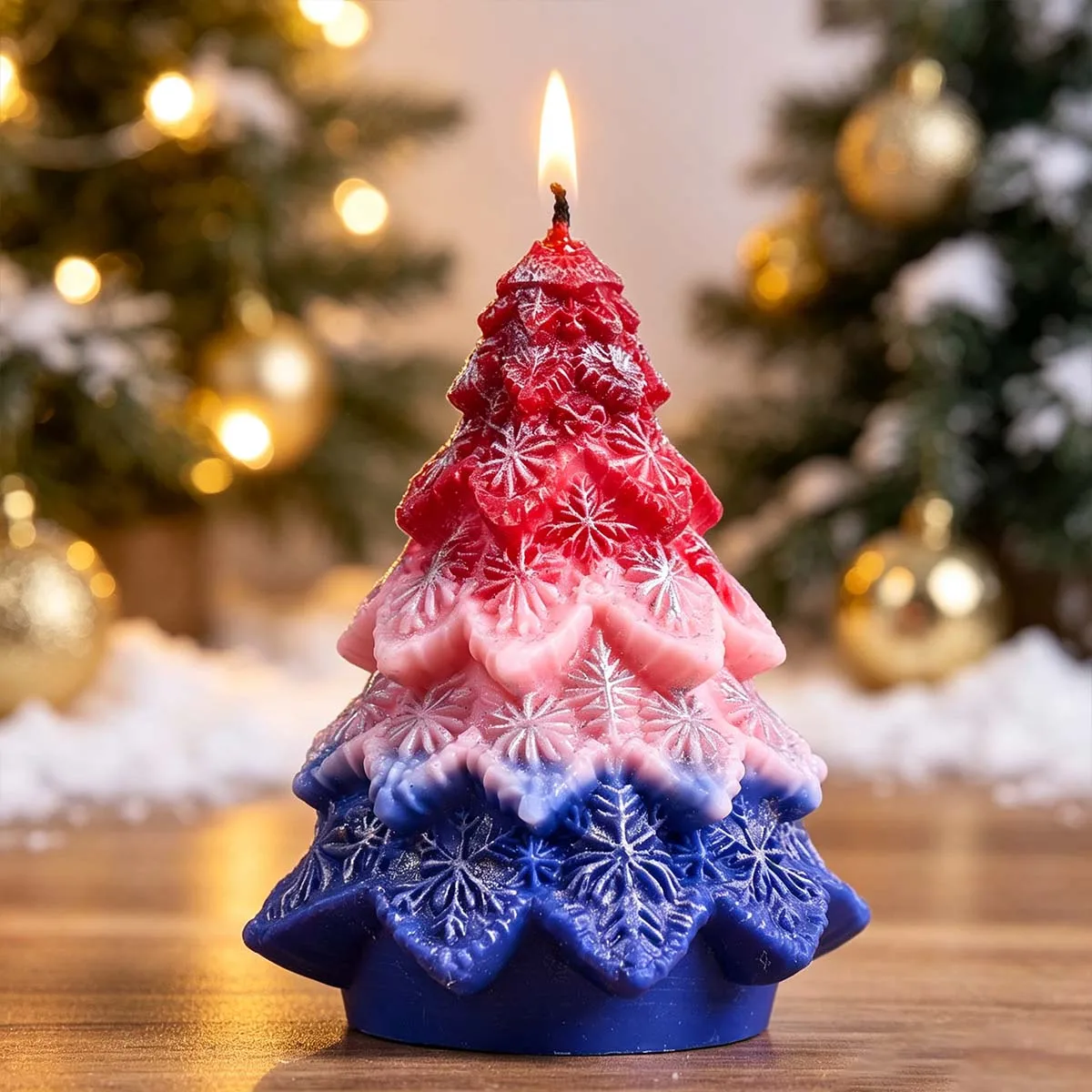 Moule à bougie en silicone en forme d'arbre de Noël 3D, motif flocon de neige, pour bougies parfumées, savons, plâtre, résine, décoration de Noël, artisanat, cadeau.