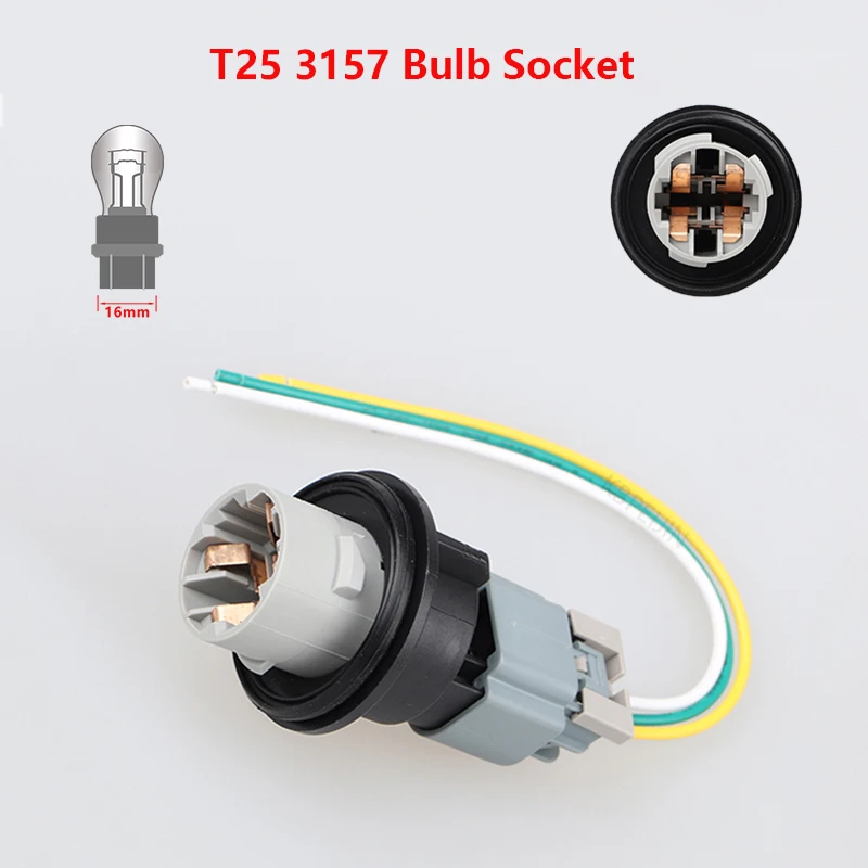 1x For Dodge Ram Jeep Compass Car Light 3157 Bulb Socket Cable Adapter Lamp Holder Connector Accessories
