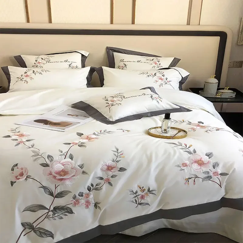 New Chinese 100 Xinjiang long-staple cotton four-piece set, cotton pure cotton quilt cover, bed sheet 4-piece set, bedding