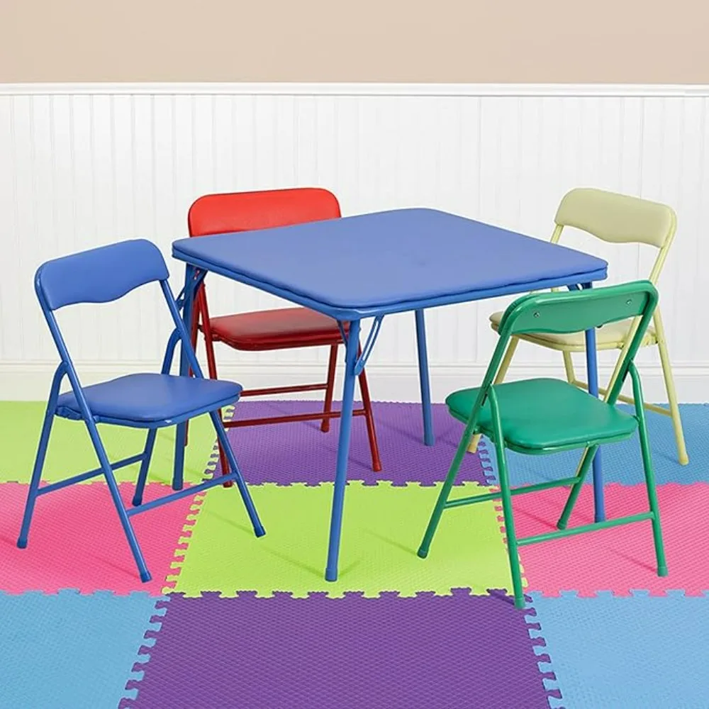 Table and Chairs  Kids 5-Piece set Folding Square Set for Daycare and Classrooms, Children's Activity Table and Set Chairs