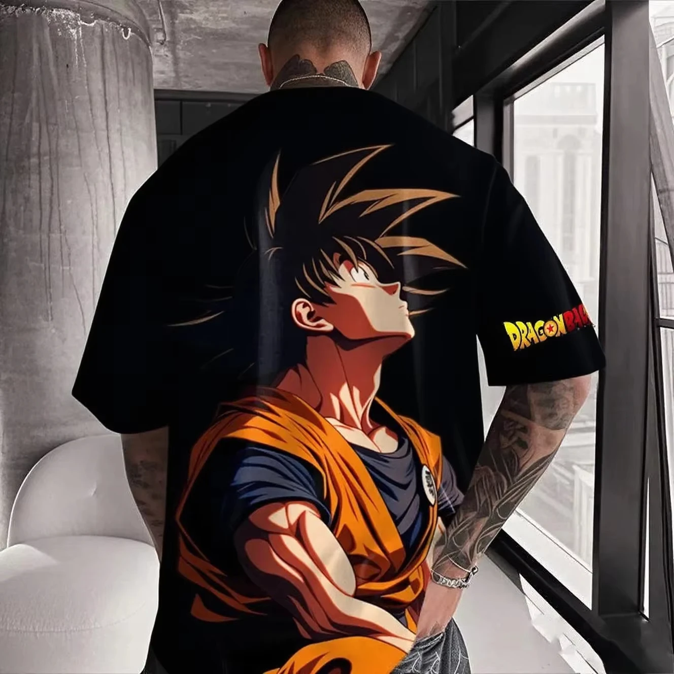 لعبة دراغون بول جوكو أنيمي المتضخم الرجال تي شيرتات قصيرة الاكمام القطن الشارع الشهير الصيف الجرافيك المحملة بلايز عادية ملابس رجالي عصرية