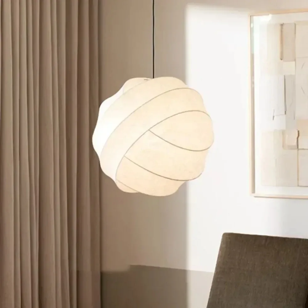 Wabi Sabi Silk Led Pendant Lamps Living Dining Room Bedroom Chandeliers Home Decor Minimalist Hanging