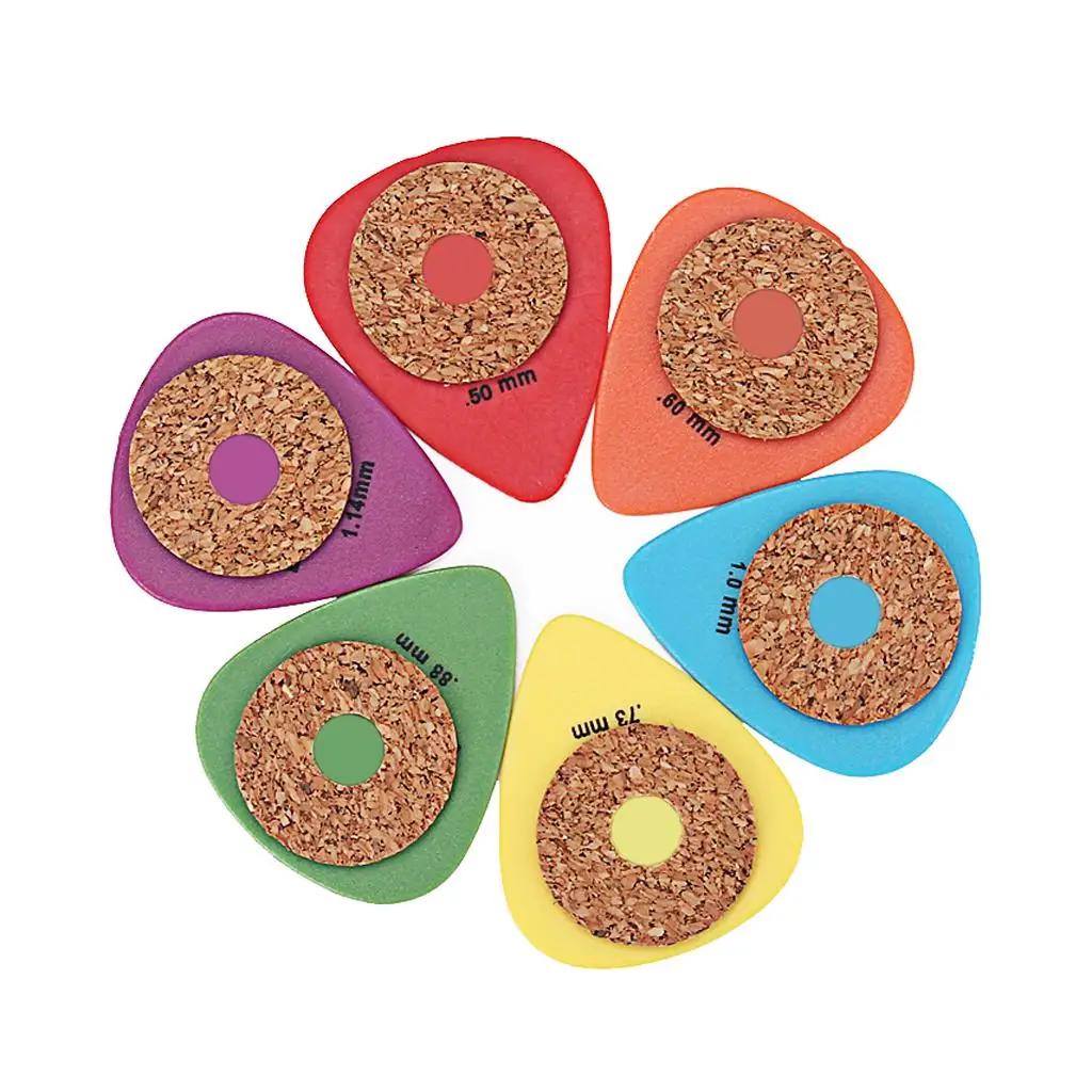 Assorted Guitar Pick Set Multicolor Standard Plectrums with Grip Cork for Acoustic Electric Bass Guitar
