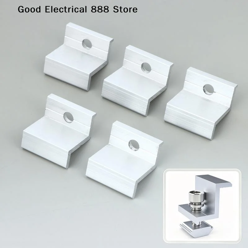【G】5/10Pcs For Aluminum Alloy Solar Panel End Clamps For PV Module Racking Mount System Accessories Photovoltaic Mounting