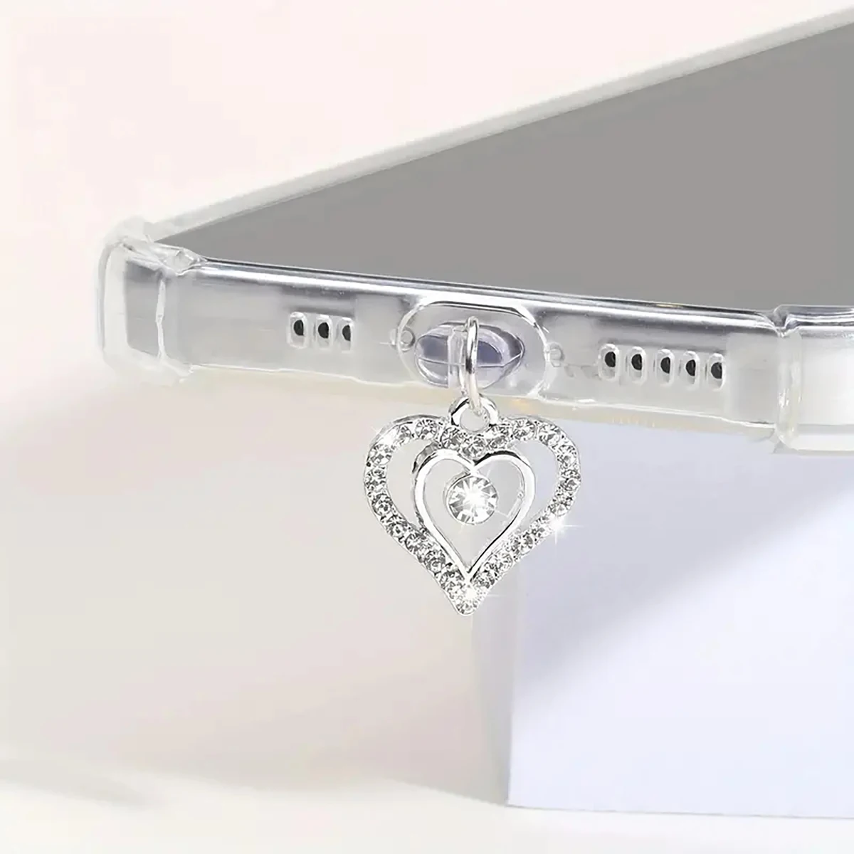 Water Diamond Love Beautiful Phone Dust plug Accessories Decoration Hanging Pendant for iPhone for Samsung Type-C Charging Port