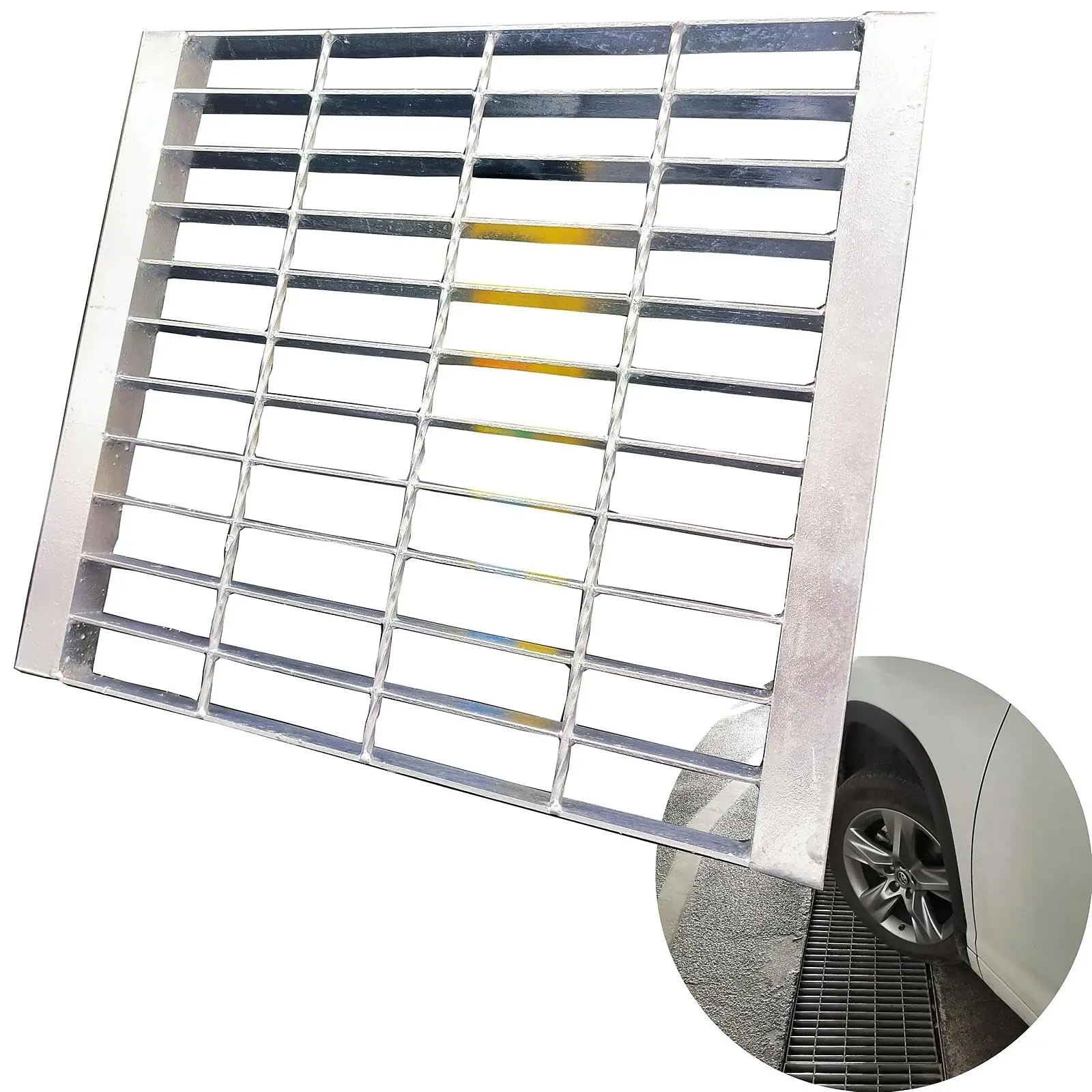 

Galvanized Steel Drain Grate 16x16 Inch Heavy Duty Trench Cover For Driveway Garage Outdoor