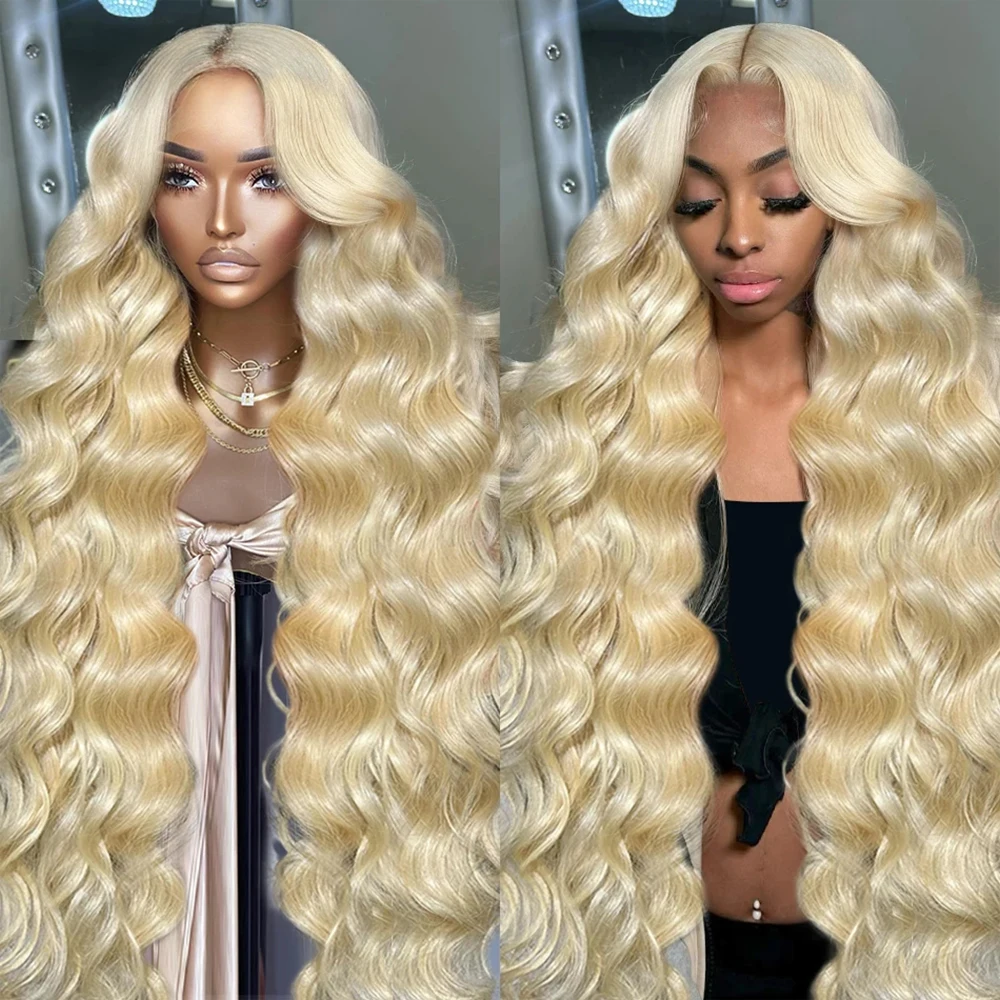 Brazilian 30 40 Inches Body Wave 613 Honey Blonde HD Transparent Lace Front Human Hair Wigs 13x6 13x4 Lace Frontal Wig For Women