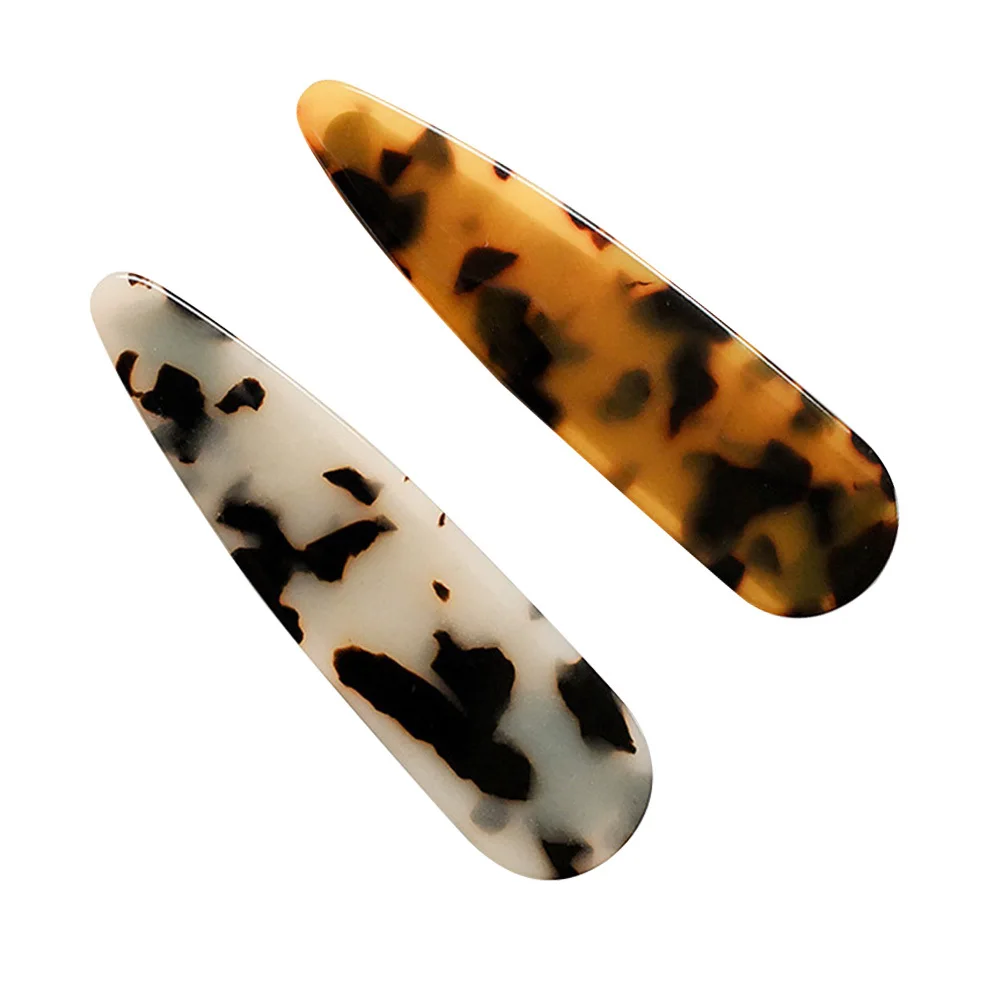 قطعتان من مشابك الشعر الرخامية البسيطة، مشابك منقار البط، إكسسوارات شعر التمساح للسيدات والنساء (القهوة والبيج)