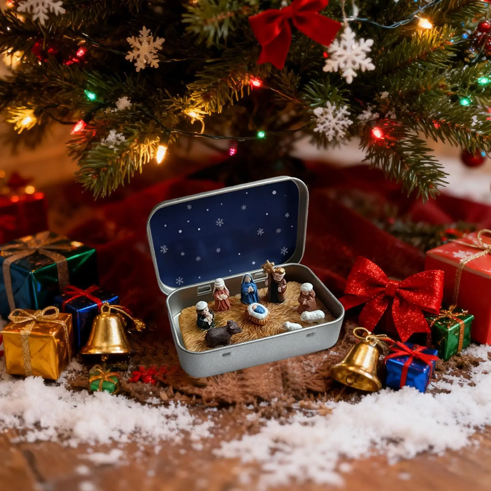 Nativity Set Resin Religious Figurines Portable Nativity Figurines Christmas Decor For Christian Mantel Fireplace Living Room