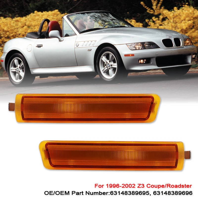 2PCS Front Side Marker Lamp Housings For BMW Z3 M Roadster Coupe 1997-2002 Convertible 1996-2002 ,No Bulb / Socket